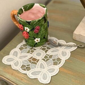 🆕 SET 6 Vintage Lace Square Doily | 6”x6” Coaster | Crystal Cutout | NWT